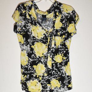 Black & Yellow Patterned Blouse | XL | Barely Worn